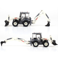 KDW 625004 2in1 1/50 Modellino in Metallo Pressofuso di Terna, Giocattolo in Lega con Quattro Ruote Motrici, Escavatore, Bulldozer, Camion da Costruzione