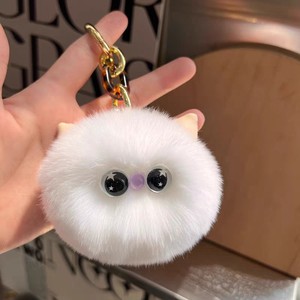 Portachiavi in peluche per gatti carino in vera pelliccia portachiavi per auto borsa portachiavi regalo per donne adolescenti ragazze zaino per bambini borsa regalo di compleanno - Product Image 4