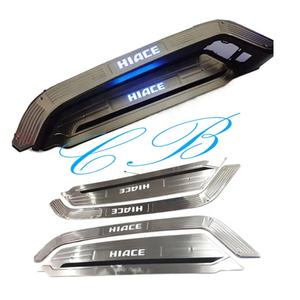 Hiace <span class=keywords><strong>Bus</strong></span> 2005-2018 Porte coulissante LED Plaque de seuil Porte centrale Bande de seuil en acier inoxydable Pédales LED avec logo Hiace - Product Image 3