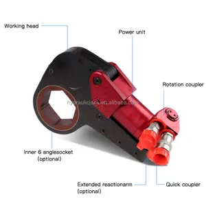 Chave de torque hidráulica oca do hexágono do perfil baixo 10000PSI com cabeça de trabalho e poder cabeça duas peças substituíveis