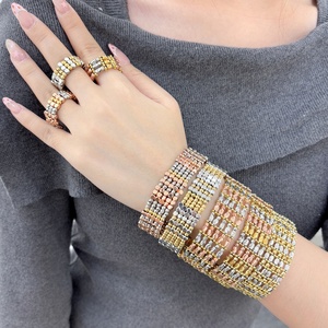JXX Fashion - Juego de Anillo y Brazalete de Latón de Dos Tonos para Mujer, Chapado en Oro de 24K, Joyería para Boda, Compromiso o Fiesta - Product Image 1