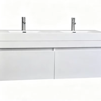 Meuble-lavabo mural double vasque résistant à l'eau, design moderne, fabriqué à Hangzhou, blanc, pour hôtels et appartements