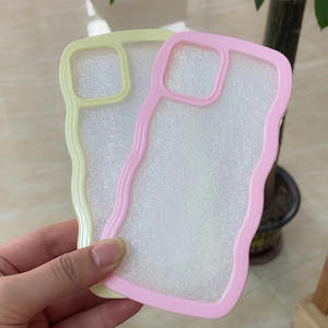 Nouvelle <span class=keywords><strong>Coque</strong></span> de Téléphone Tendance en TPU Souple et Acrylique Transparente Antichoc avec Cadre Ondulé Couleurs Bonbon pour iPhone 17 16 15 14 13 Pro Max - Product Image 4