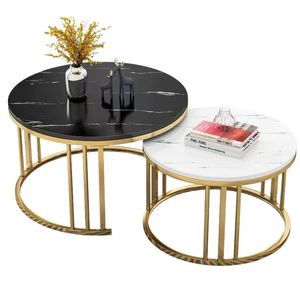 Nordic Contemporary Black Metal <b>Nesting</b> Coffee <b>Table</b> Set Wabi-Sabi Style Eco-Friendly for Modern Home Living Room - Product Image 1