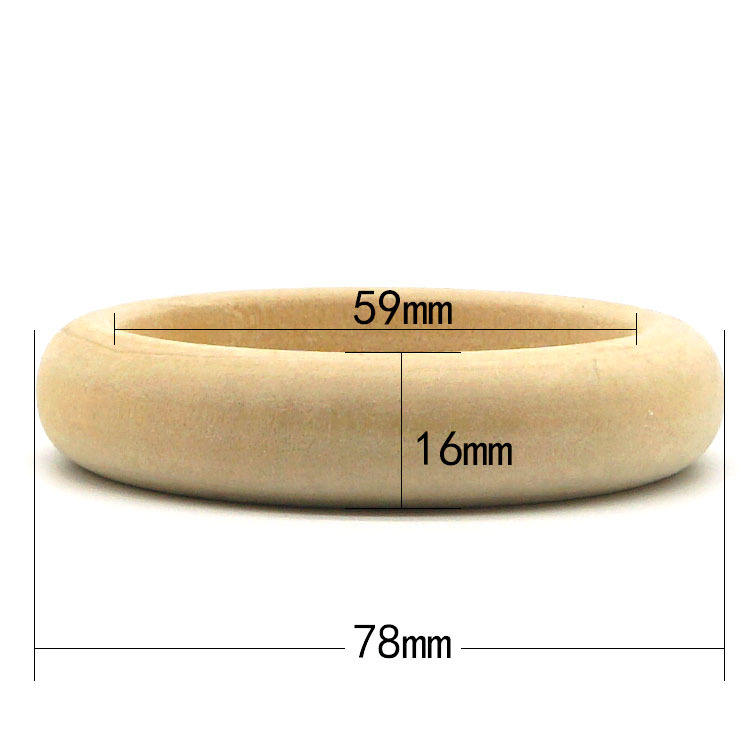 4 Pcs Unfinished Wood Bangle Bracelets - 25mm Wide Natural Wood Circles For DIY Crafts
