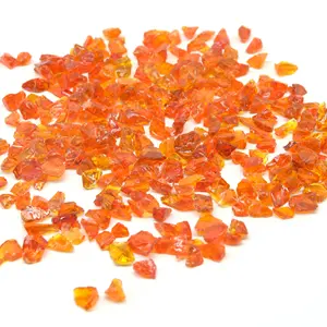 رقائق زجاجية مكسورة بحجم 6-9 مم باللون البرتقالي والأحمر تستخدم لأرضيات الترازو