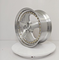 Gebürstete Silber-Gold-Schrauben Fünfspeichen-Schmiedefelgen aus 6061 T6 Aluminiumlegierung 12000T Gepresst TÜV JWL VIA Std S4-00041 18-24 Maßanfertigung