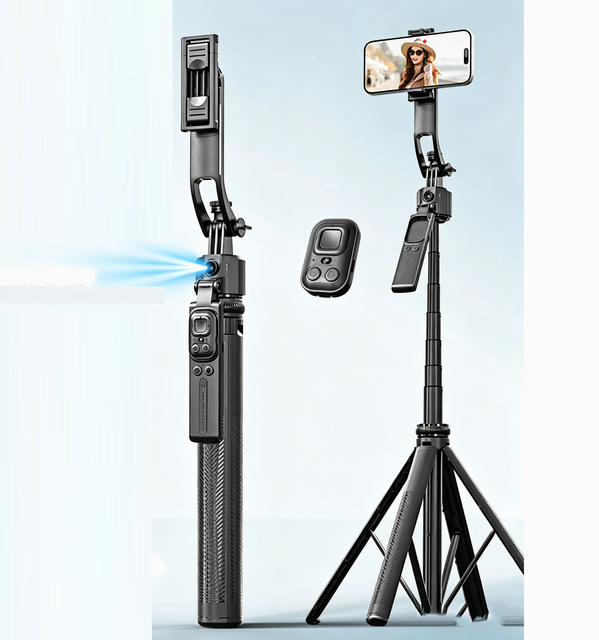 TikTok Hot C17 Facial Recognition Tracking Tripod 160cm Selfie Stick with Detachable Phone Holder and Balance Handle.