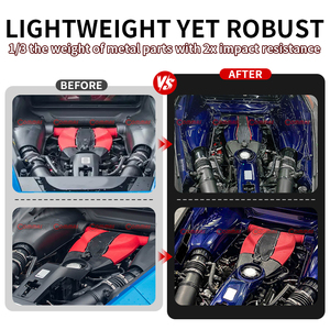 ชุดแต่งภายในห้องเครื่องยนต์คาร์บอนไฟเบอร์สีน้ำเงินสไตล์ OEM สำหรับ Ferrari F8 ราคาโรงงาน พร้อมฝาครอบห้องเครื่องยนต์และชิ้นส่วนตัวถัง - Product Image 3