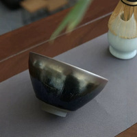 Authentique tasse à thé Jian Zhan faite à la main, bol à thé en céramique de type Jian avec effet de tache d'huile, service à thé Kung Fu traditionnel chinois de la dynastie Song