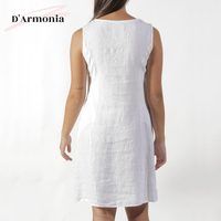 Vestido Mini Lápiz de Lino 100% Ecológico, Elegante, Casual, con Hombros Descubiertos, Cintura Natural, para Fiesta, 2024