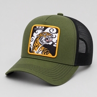 Casquette de baseball 5 panneaux en maille brodée motif animal, style trucker, séchage rapide, unisexe, réglable, toutes saisons, vente en gros