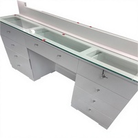 Table de maquillage en MDF blanc avec miroir en bois et ampoules LED, plusieurs tiroirs de rangement, table de toilette pour chambre à coucher