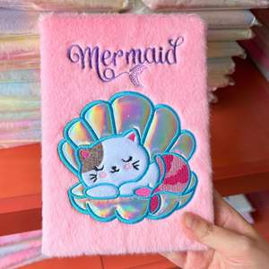 Custom Logo Plush Cover Unicorn Diary | Wholesale Trending 4-Color A5 80 <strong>Sheet</strong> Cute Girls Gift Notebook - Product Image 1