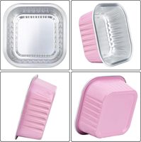 180ml 6oz Mini Square Aluminum Foil Containers PET Foil Lid Recyclable Customized Colors for Bakery Cupcake Tins Dessert Mold