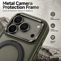 Étui de téléphone robuste pour iPhone 18 Pro avec protection pliable à 360° °   Support de téléphone avec pare-chocs de protection et cadre métallique pour appareil photo