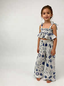 Ensemble de vêtements pour bébé fille d'été en lin mélangé à nouer personnalisé pour petite fille, <span class=keywords><strong>short</strong></span> décontracté de marque, pantalon et <span class=keywords><strong>short</strong></span> pour bébé - Product Image 4
