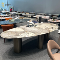 Table basse en quartzite naturel Pandora de Patagonie moderne YUSHI, rétroéclairée, table basse de luxe en pierre pour hôtels et villas
