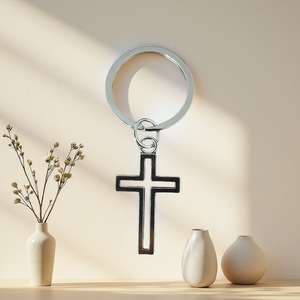 Porte-clés croisé en acier inoxydable Porte-clés chrétien religieux Porte-clés en métal durable pour usage quotidien et cadeau pour hommes - Product Image 2