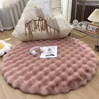 Tapis rond moelleux et grand format, imitation fourrure de lapin 3D, doux et pelucheux, fabriqué à la machine, adapté aux animaux domestiques, antidérapant, pour chambre à coucher et chambre d'enfant