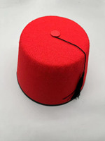 Sombrero de Fez rojo de fieltro de lana australiana para adultos 100%, borla de estilo turco para pesca informal, accesorio de disfraz marroquí, Color Borgoña