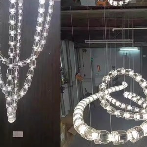 LED Crystal Chandelier Necklace Long Adjustable Height 220V White Designer Style For Hotel Villa <b>Lighting</b> - Product Image 5