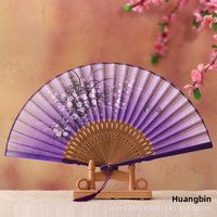 Kipas Lipat Bambu Ukiran Tangan Gaya Cina DIY untuk Wanita, Berbahan Linen dengan Lukisan Kerajinan Tangan, Cocok untuk Hadiah Tahun Baru Imlek