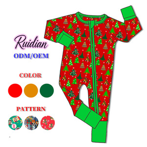 Pijamas de Bambú Navideños para Niños, Mameluco con <span class=keywords><strong>Pies</strong></span> para Bebés, Conjuntos de Bodys Unisex para Recién Nacidos de 0 a 3 Meses, Cierre de Cremallera Bidireccional - Product Image 3
