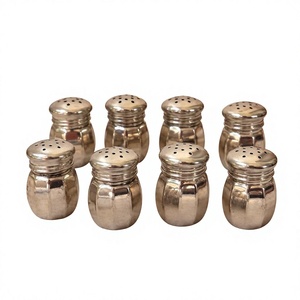 Ensemble élégant de salières et poivrières en métal, contenants à assaisonnements de luxe pour la table, accessoires de cuisine et de salle à manger - Product Image 1