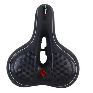 Sillín de bicicleta Langsite negro con diseño hueco, cómodo para bicicletas de montaña, uso unisex para adultos - Product Image 1