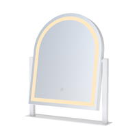 Miroir de courtoisie LED de bureau en métal arqué Miroir de table portable avec lumière et capteur tactile