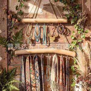 Wooden Branch <b>Wall</b> Hanger Jewelry Display Rack <b>Wall</b> Mounted Multipurpose Accessory <b>Storage</b> Rack For Living Room Decorative Hooks - Product Image 1