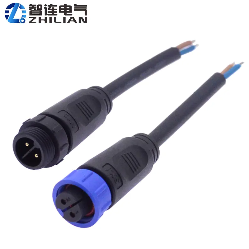 M19 2 3 4 Pin IP67 Nylon Screw Lock Molded Cable Waterproof Connector For Led Equipment