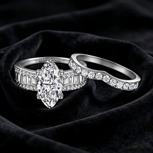 Luxury Marquise Cut 3ct White Gold Colour <b>Iced</b> Out Promise <b>Ring</b> in Silver - Product Image 6