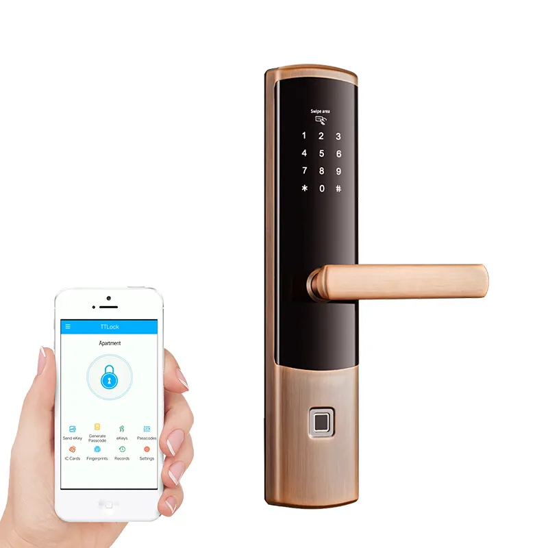 Wireless Smart Advanced Digital Wifi Anti Theft Door Lock With Fingerprint Scanner Operated By Mobile Phone App