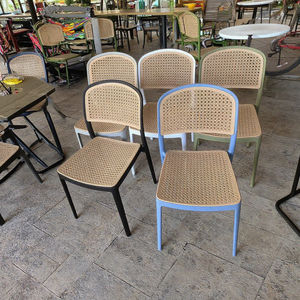 Chaise de café en rotin plastique d'extérieur à dossier haut, design moderne, très vendue, pour restaurant, salle à manger, location de mobilier, usage domestique - Product Image 3