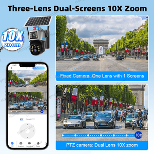 Hongnaer 6MP Wireless Solar betriebene 4G PTZ CCTV-Kamera 10X Zoom <span class=keywords><strong>3</strong></span> Objektiv V380 Pro Outdoor Security 4G Sim-Karte Solar CCTV-Kamera - Product Image 3