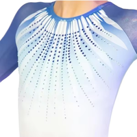Justaucorps de gymnastique et de danse à manches longues personnalisé en usine, orné de strass brillants, Mystique, pour compétition professionnelle de gymnastique