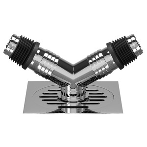 <span class=keywords><strong>Adaptador</strong></span> Universal Cromado de ABS Tipo Y para Desagüe de Suelo con Doble Entrada Anti-Desbordamiento para Dos Lavadoras en Lavandería y Baño - Product Image 1