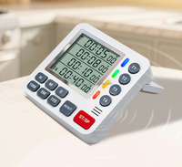 Timer Dapur Digital untuk Memasak, 4 Saluran, Timer Hitung Mundur dengan Alarm Keras & Mode Senyap, Perekat Magnet, Memori Otomatis