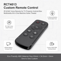 Télécommande à commande vocale avec protocole double IR BT, 13 touches, bouton en silicone pour machine multimédia tout-en-un JCXK OEM ODM personnalisée