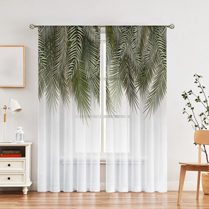JA ツーピース テリレン チューブ シアーカーテン 葉っぱ型 デジタルプリント サイズカスタマイズ可能 モダンスタイル オールシーズン対応 - Product Image 2