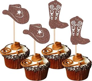 Adornos para Cupcakes de Vaquero, Sombreros y Botas de Vaquero con Brillantina, Decoración para Cupcakes para Fiestas Temáticas del Oeste, Baby Shower, Cumpleaños de Niños - Product Image 6
