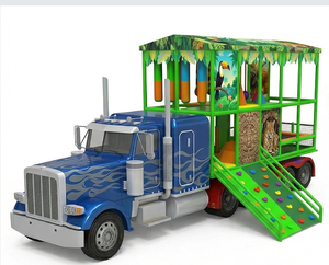 Remorque de terrain de jeu mobile sur le thème du zoo de la jungle personnalisée avec trampoline et piscine à balles - Aire de jeux souple portable sur le thème des animaux pour la <span class=keywords><strong>location</strong></span> événementielle - Product Image 2
