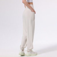 Pantalon de yoga taille élastique mi-mollet en Spandex/Nylon respirant pour femme, coupe ample amincissante, idéal pour la course et le sport – Collection Automne Hiver
