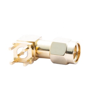 RF đồng trục bốn chân mạ vàng kết nối đồng thau cho <span class=keywords><strong>SMA</strong></span> nam góc bên phải cho PCB với một pin Trở kháng 50ohm cho <span class=keywords><strong>SMA</strong></span> cắm - Product Image 1