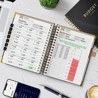 Planificateur de budget personnalisé en spirale avec enveloppes mensuelles non datées, autocollants et enveloppes pour espèces format A5