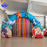 Arche gonflable sur le thème des dessins animés bleus avec souffleur électrique, taille personnalisée, en tissu Oxford, pour décoration de fête d'anniversaire, installation facile