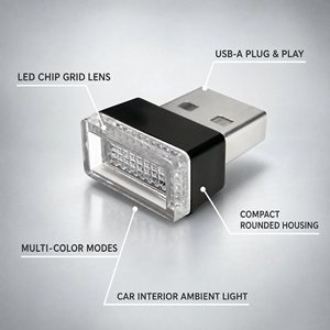 Luz Ambiente USB para Carro, Exclusiva Transfronteiriça, Direto da Fonte, Luz Noturna Decorativa em Acrílico com Blocos de Cores MKS-669 - Product Image 6