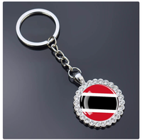 Vente en gros de porte-clés personnalisés Samoa à une face avec motifs d'emblèmes nationaux de différents pays, porte-clés incrustés de strass